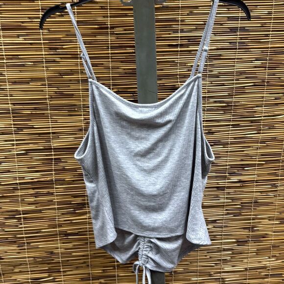 Love, Fire Trendy Plus Size Drawstring Ruched Tank‎ - Heather Grey Size 3X - Picture 3 of 3
